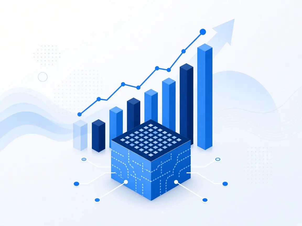 Illustration of charts and reporting drawn from one shared data model.